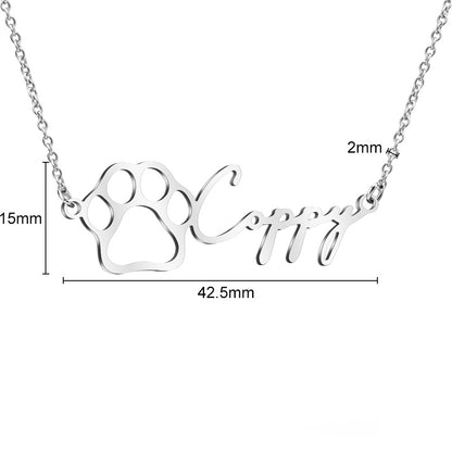 Customized Name Paw Necklace