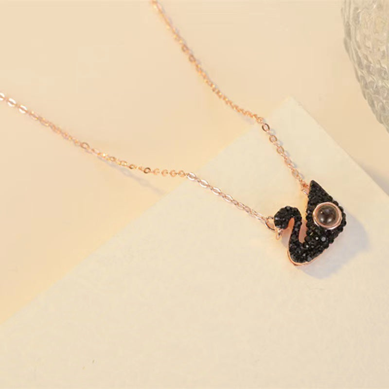 Dazzling Swan Projection Necklace P028